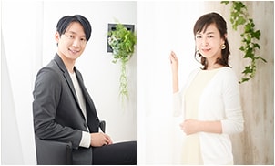 男性と女性の上半身撮影（婚活パックライトヘア＆ポイントメイク付）