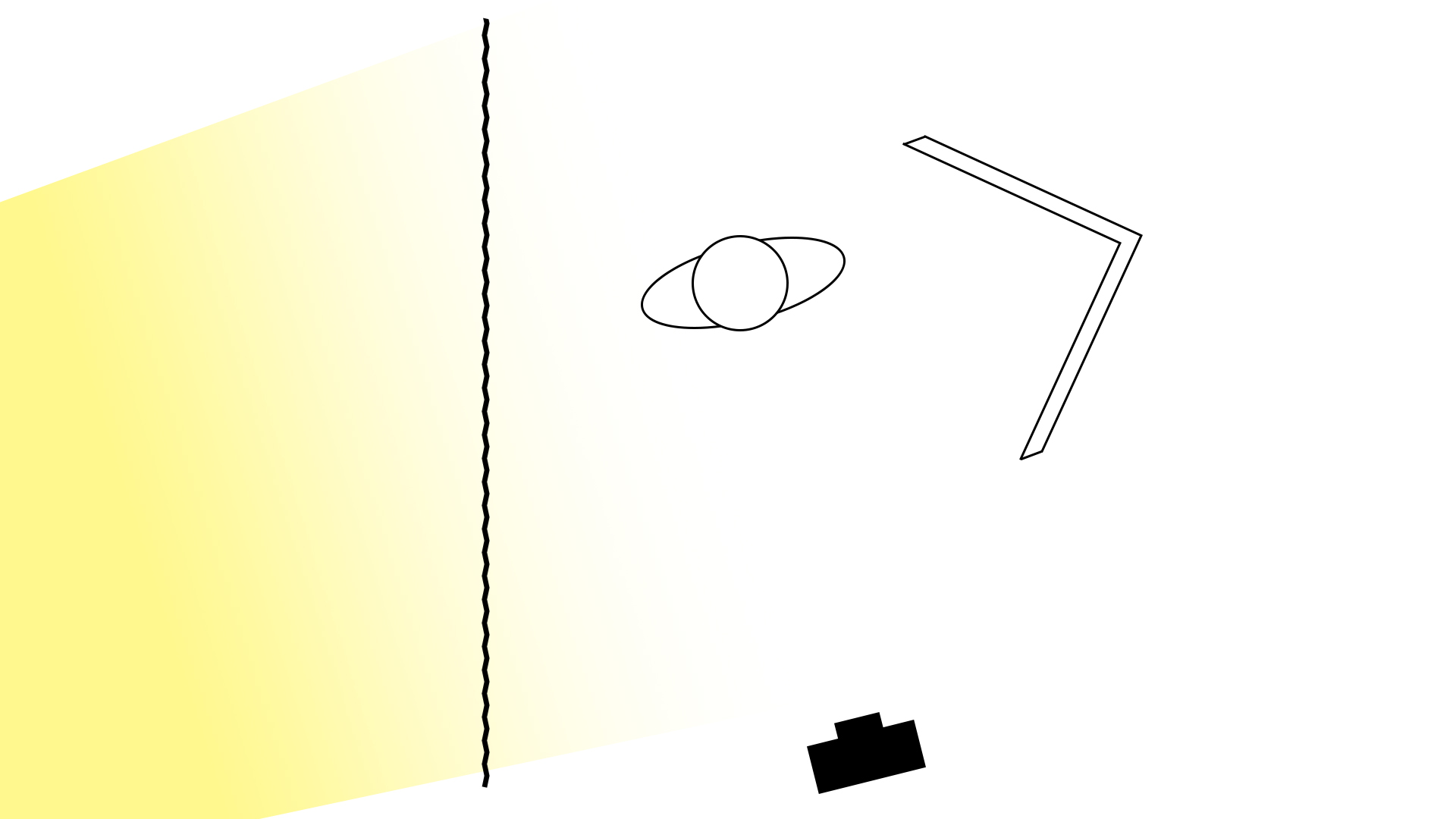 屋内（窓際）で撮影時の図解/光の入る窓の横に被写体。被写体を挟んで窓の反対側に反射板
