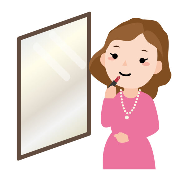 メイク直しをする女性