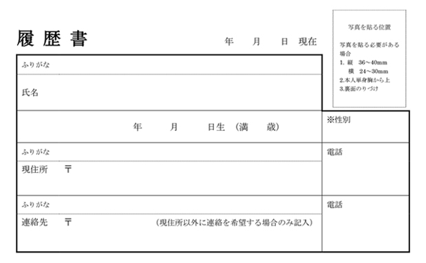 履歴書のテンプレート