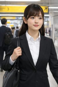 駅構内を歩く就活女子