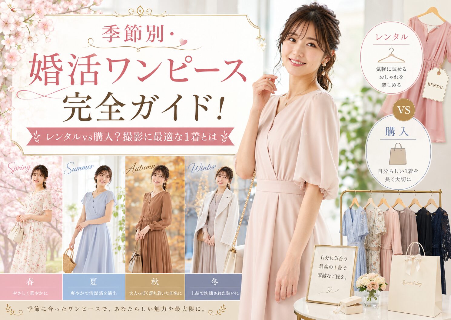 季節別・婚活ワンピース完全ガイド！レンタルvs購入？撮影に最適な1着とは