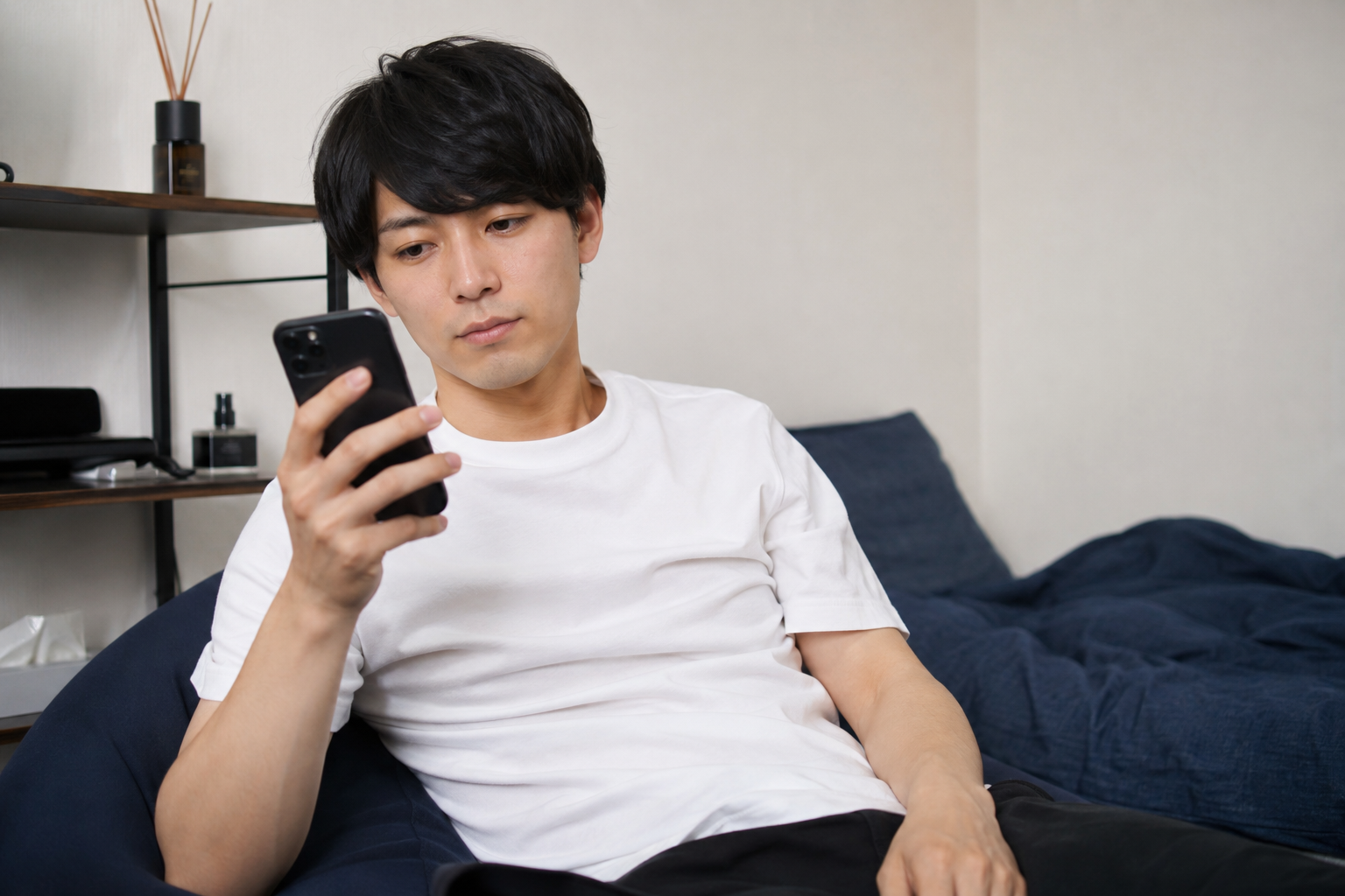 スマホを眺める男性