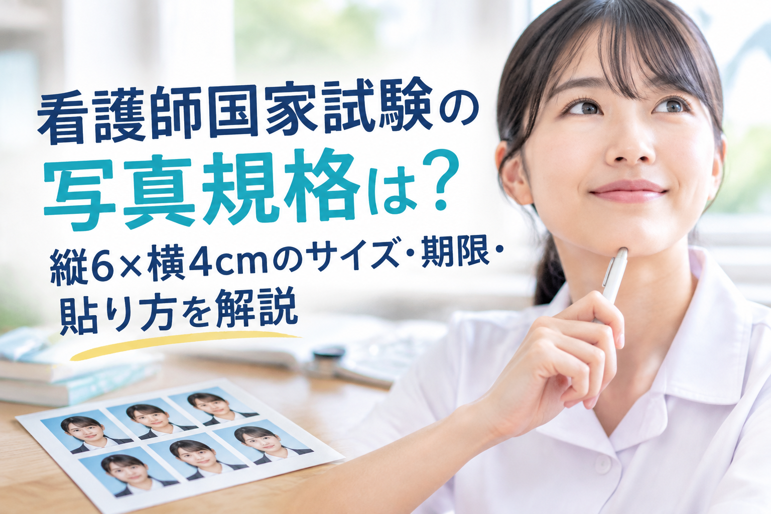 看護師国家試験の写真規格は？縦6×横4cmのサイズ・期限・貼り方を解説